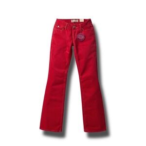 Y2K Glo Jeans Scarlet Red Hot Low-Rise Bootcut Stretch Juniors Size 1